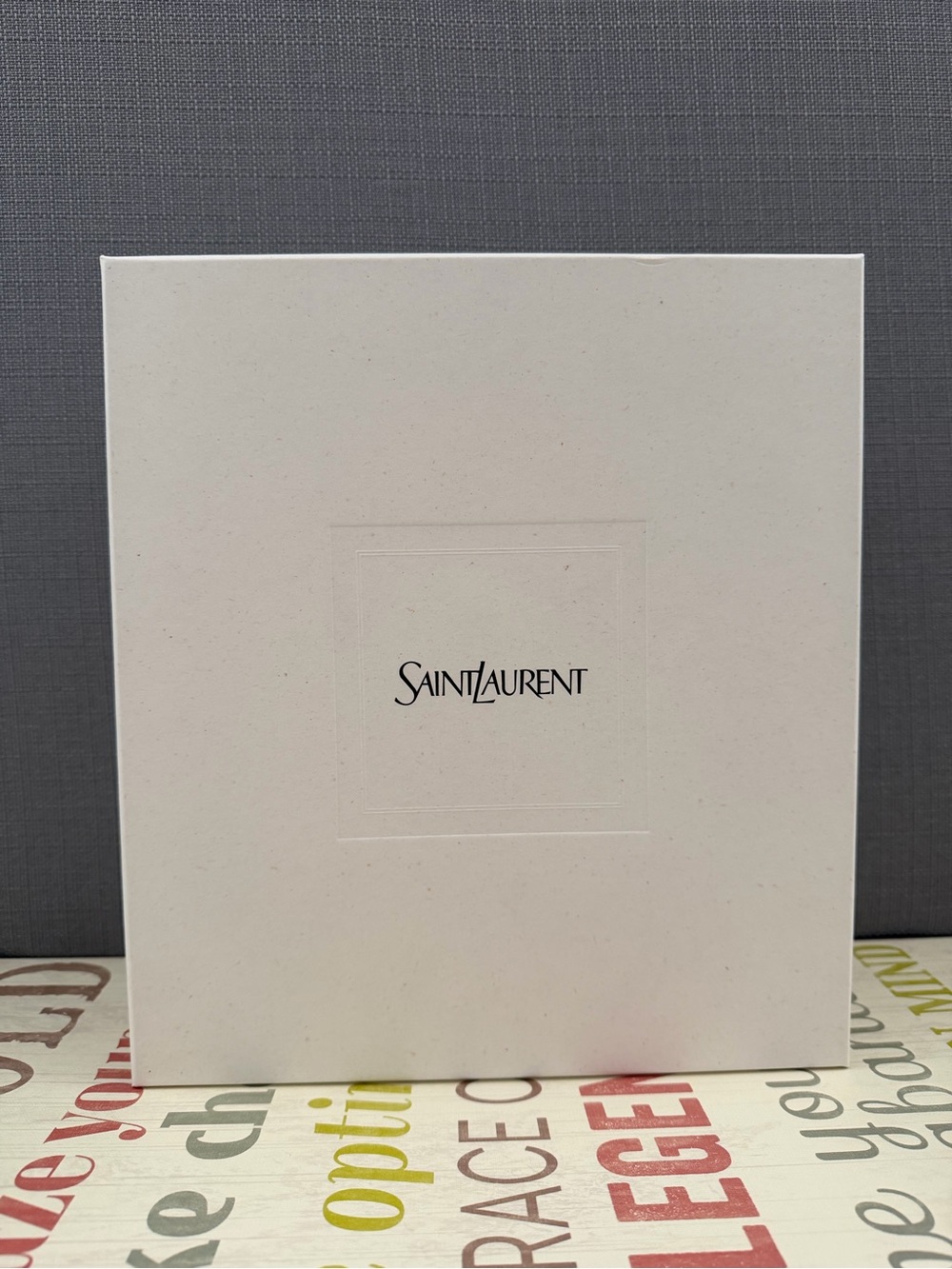 Saint Laurent Empty Shoe Box - Cream with Black Logo Storage Keepsake